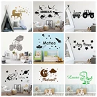 20 стилей, персонализированные милые наклейки с названием, наклейки на стену, виниловые наклейки для детской комнаты, украшение для спальни, декоративные обои