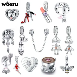 Шарм-подвеска для макияжа WOSTU, на высоком каблуке, из меди и циркона