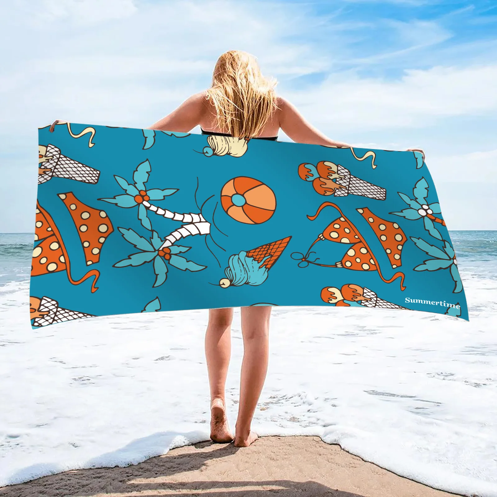 

Quicky-Dry Microfiber Towel Soft Bath Bigini Towel 2021 Fashion Cute Ice Cream Popsicle Bikini Pattern Entrance Door Beach Towel