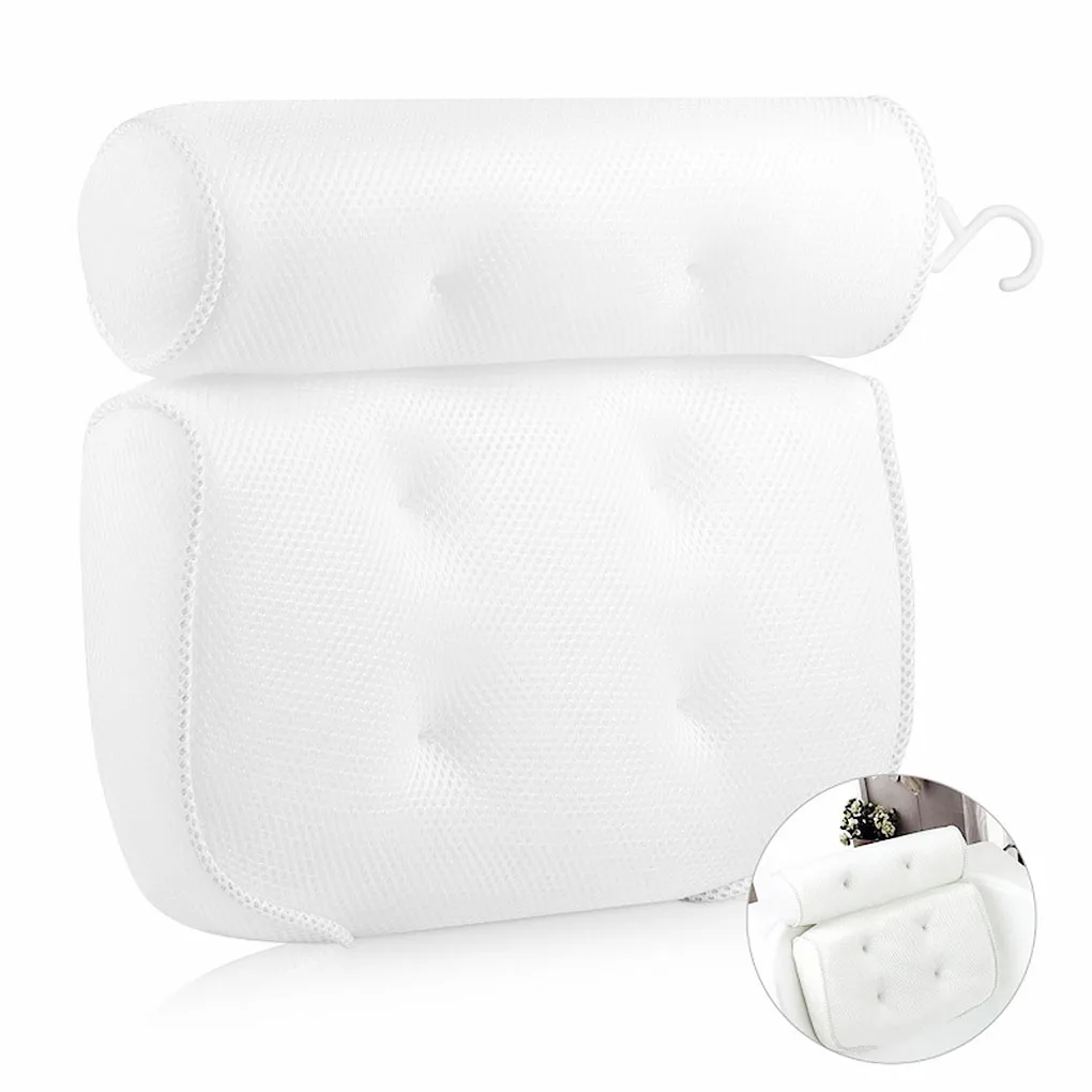 

Спа Нескользящая подушка для ванны 3D сетчатая подушка для ванны подушка для отдыха на голове с присосками подушка для шеи и спины