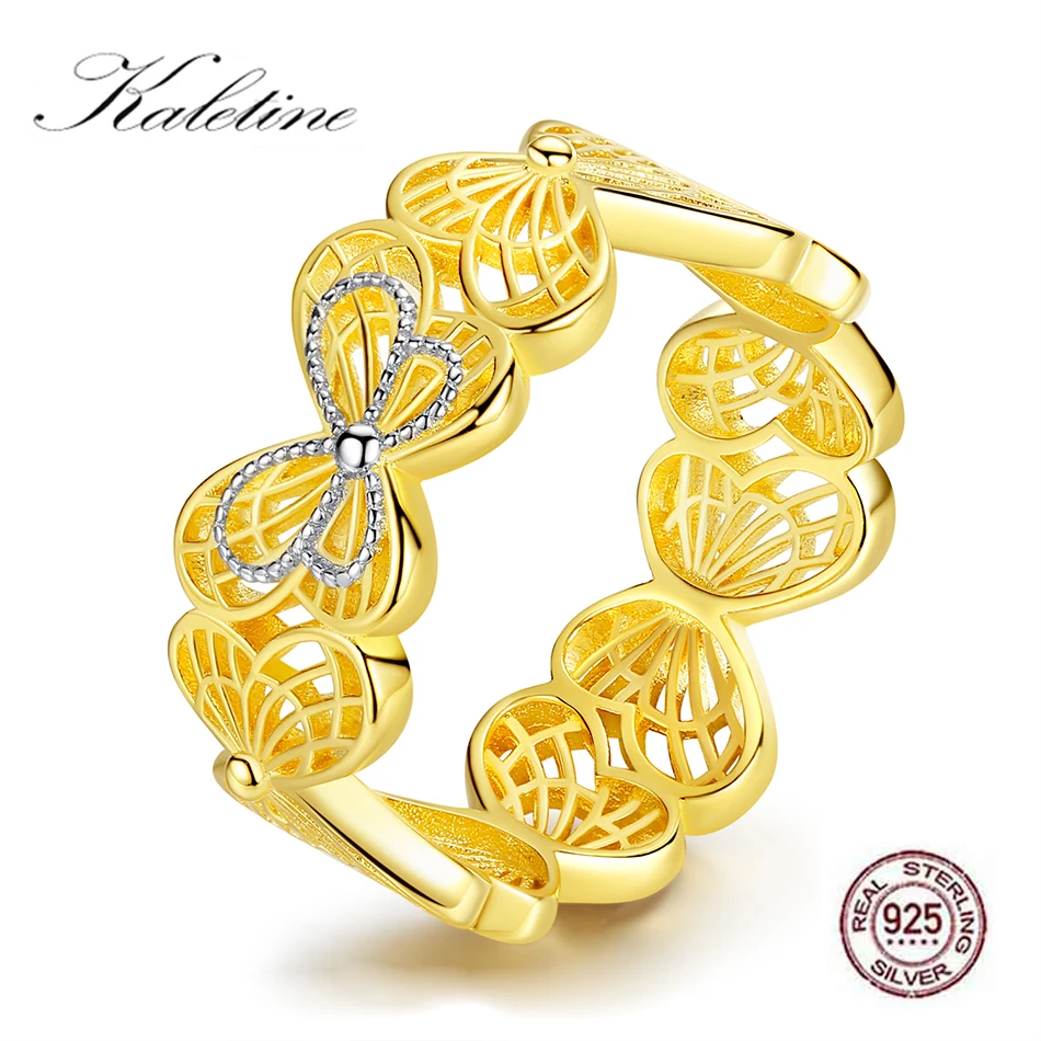 KALETINE 925 пробы Серебряное кольцо с бабочкой Роскошные необычные свадебные золотые кольца для женщин мужские ювелирные изделия мода