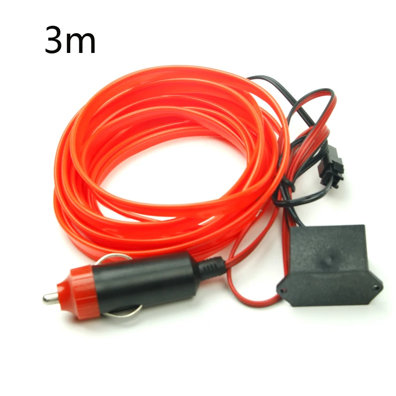 Red 3 meters 3/5 метров салона светильник декоративные полосы 12V Авто Светодиодные ленты EL трос автомобиля атмосферу Декор Светильник гибкий неоновый светодиодный светильник "сделай сам" - Испускаемый цвет: Red 3 meters