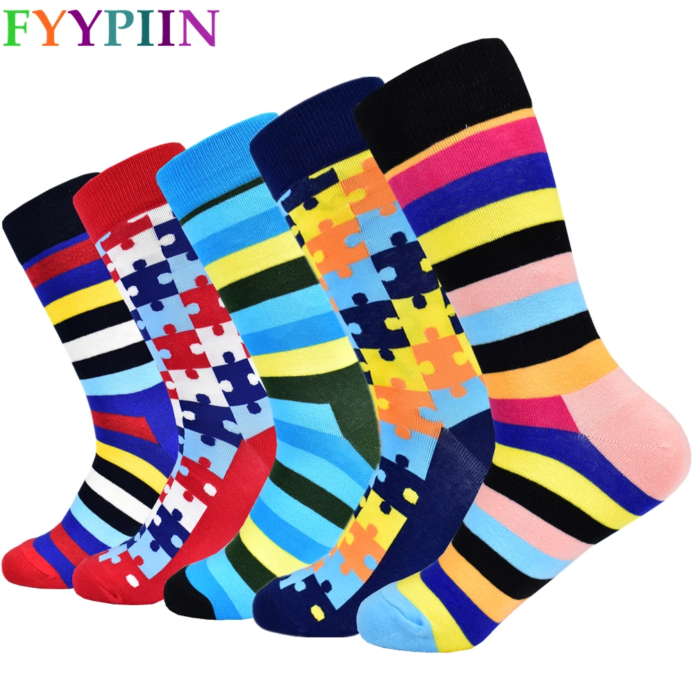 Calcetines Hombre 2019 5 пара/лот роскошные мужские носки в горошек полоску с крутым узором