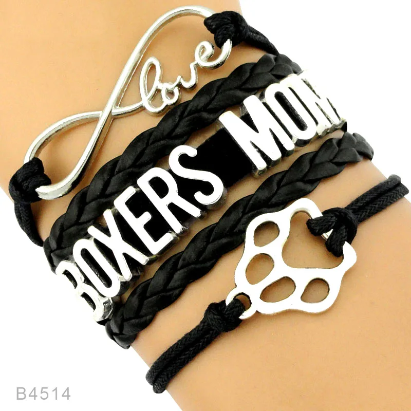 Женские браслеты боксеры Infinity Love Dog Lover Moms Boston Terrier Weimaraners серые для собак из