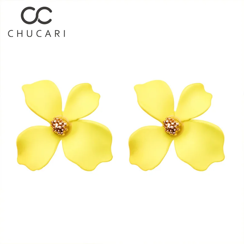 Очаровательные акриловые серьги CHUCARI желтые с фруктами и цветами клубника киви