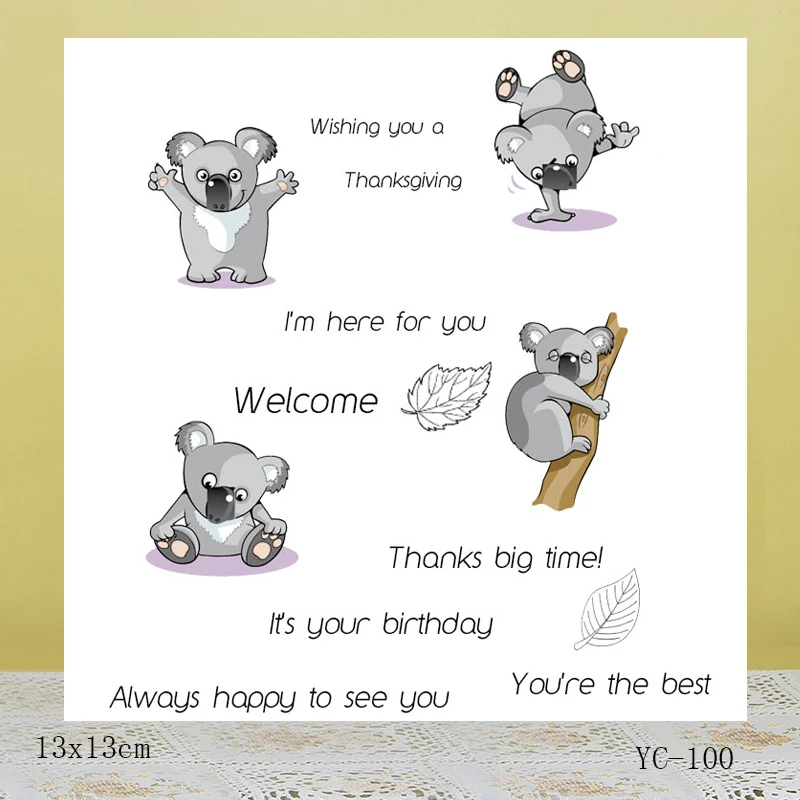 

AZSG Naughty koala bear Clear Stamps/Silicone Transparent Seals for DIY scrapbooking Card Making 13*13cm