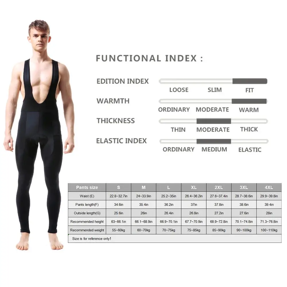 

Cycling Pants Gibson Padded Coolmax Gel Winter Thermal Long Cycling Tights Fleece MTB Bike Bicycle 5D Gel Pad Cycling Bib Pants