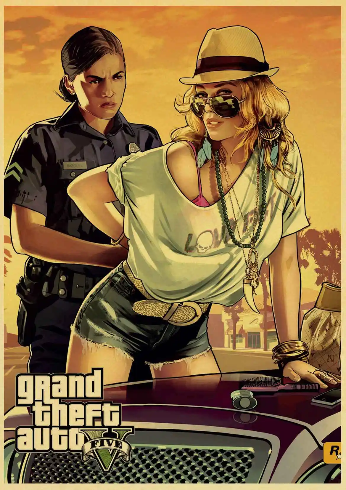 Классическая игра Grand Theft Auto Promotion Image GTA персонаж ретро постер печать крафт-бумага