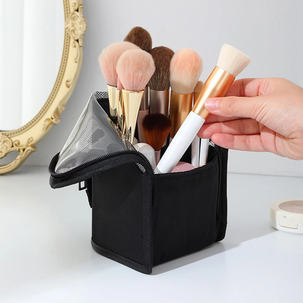 

1pcs Stand Cosmetic Bag for Women Clear Zipper Makeup Bag Travel Female Makeup Brush Holder Organizer Toiletry Bag
