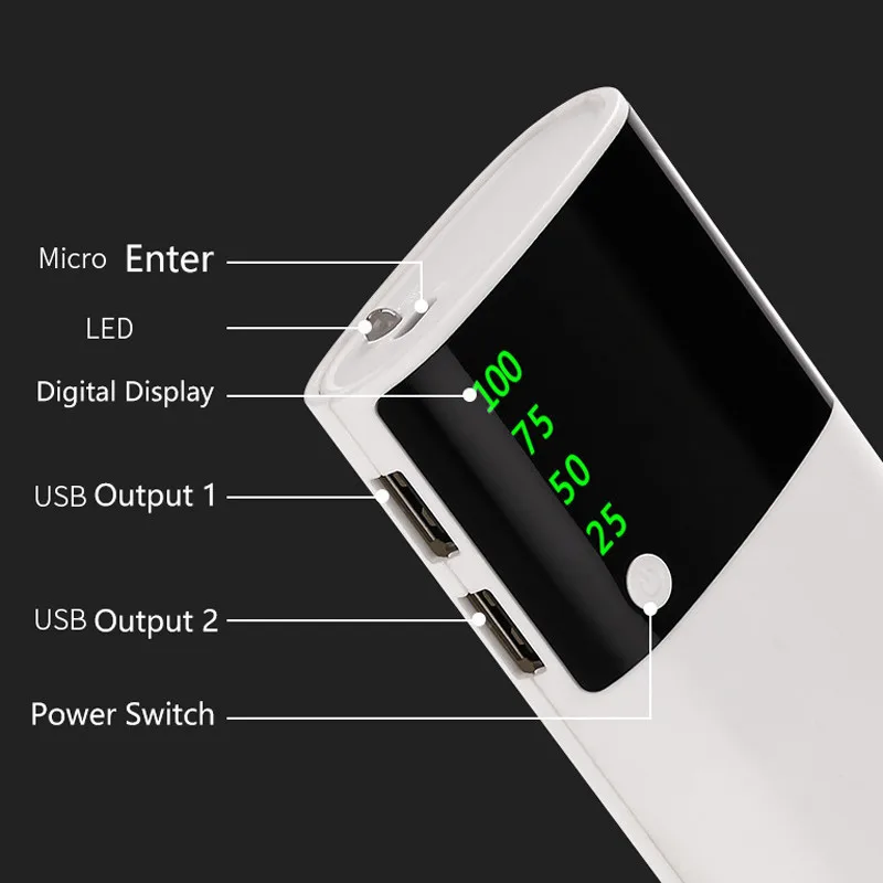 Внешний аккумулятор 30000 мАч переносной зеркальный экран Power Bank быстрое зарядное