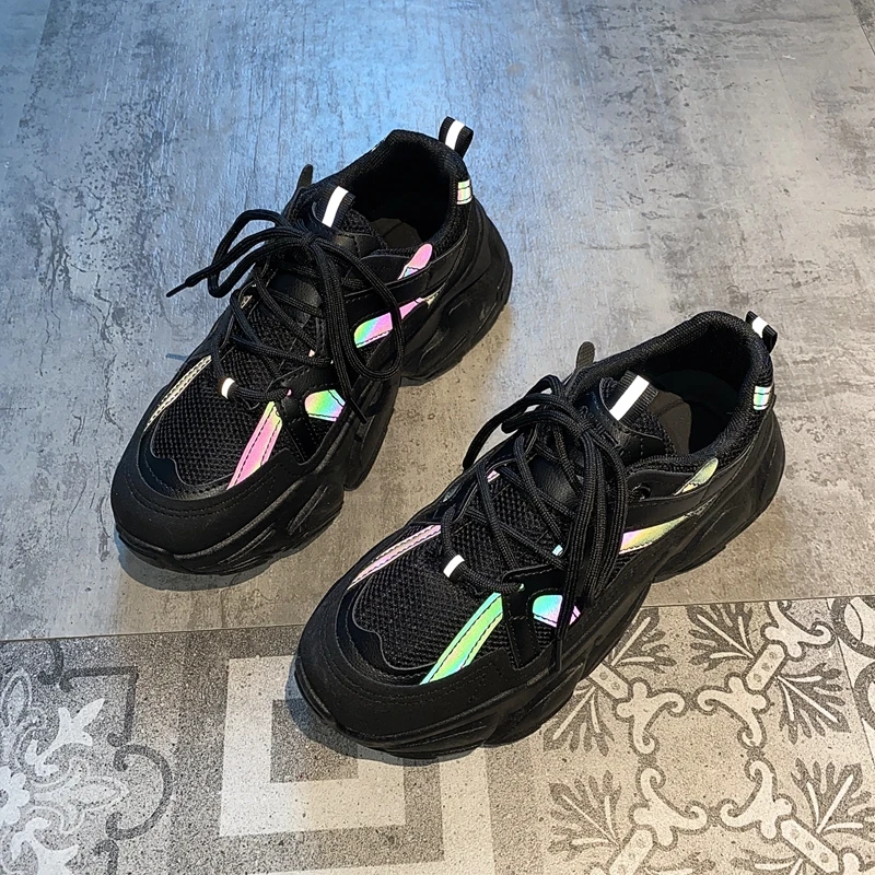

MIYEDA Fashion Women Sneakers Chunky Mesh Light Lace-Up EVA Spring Thick Bottom Platform Laides Summer Breathable Shoes