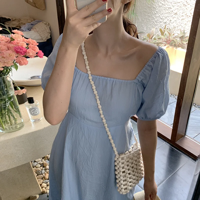 Платье с рукавом фонариком и воротником стойкой в Корейском стиле|Женские