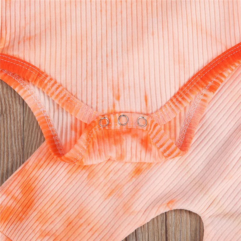 

0-24M Newborn Long Sleeve Romper+Trousers+ Hat 3Pcs Tie-dye Suit Baby Concealed Bottom Button Loose Version Fall Clothing Outfit