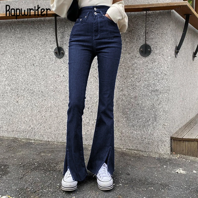 

Rapwriter Buttons Patched Jeans Y2K Dark Blue Jeans Women High Street Skinny Pants Retro Denim Pants Casual Distressed Mom Pants