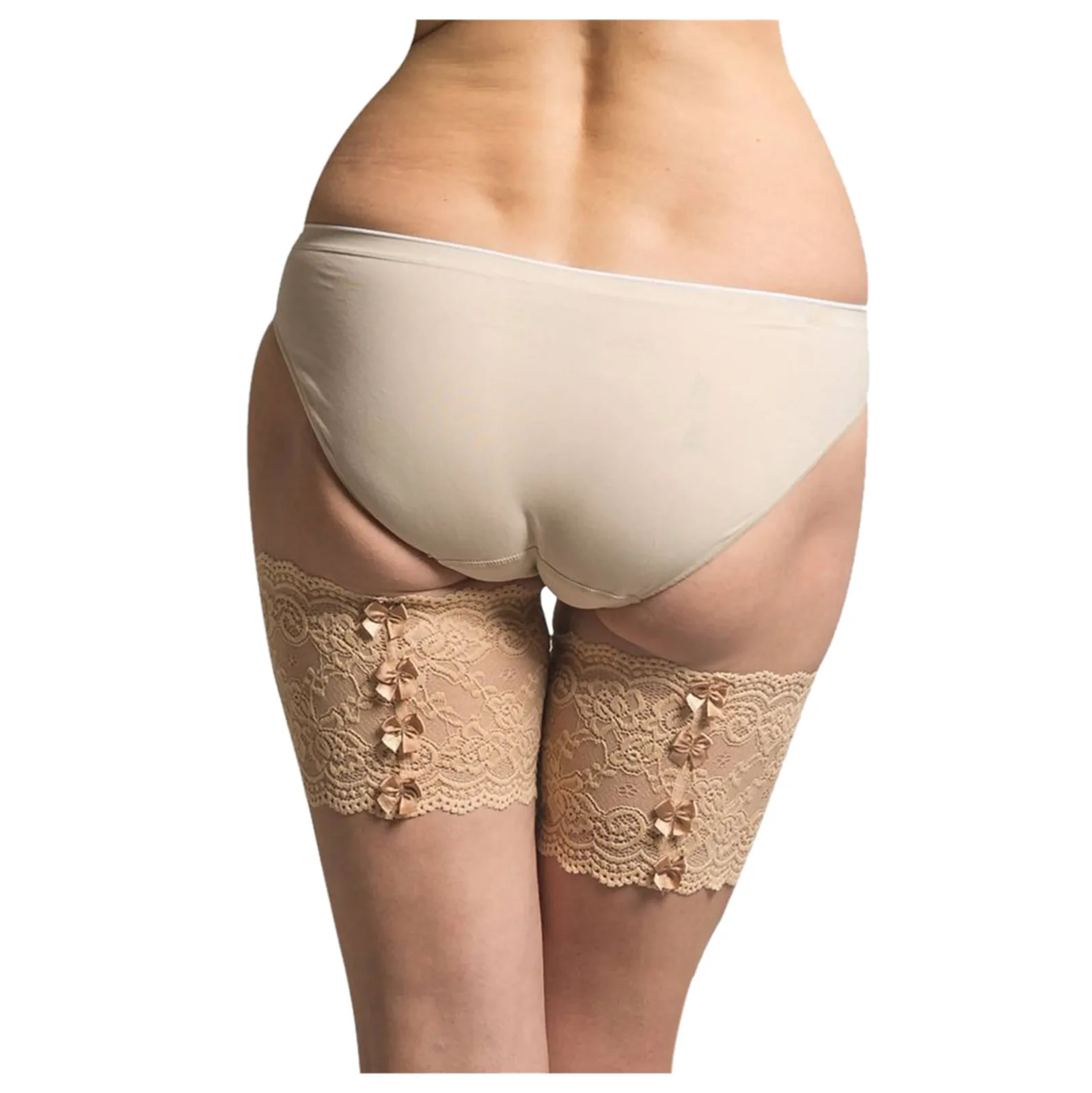 Для женщин анти натирание гетры Bowthigh сексуальный кружевной тонкий