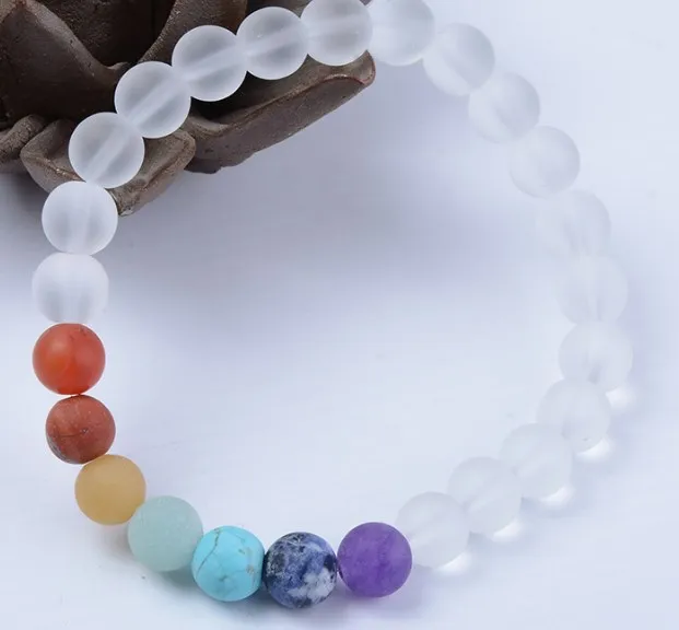 

8mm gfg3 adjusted white crystal glass Bracelet Stone bead women Chakra Healing Balance Reiki Buddha Prayer Yoga