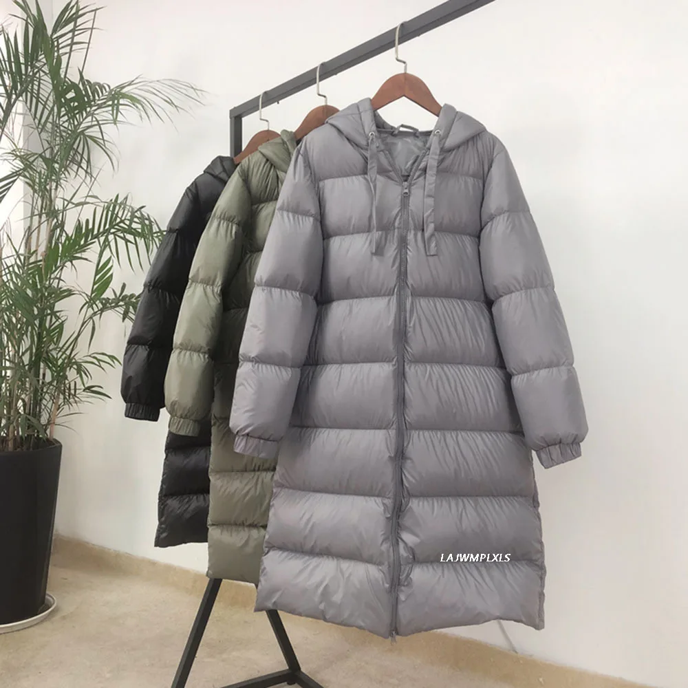 

Женский зимний пуховик с капюшоном, 2021 90% белый пуховик на утином пуху, женские длинные парки, теплая Высококачественная женская одежда