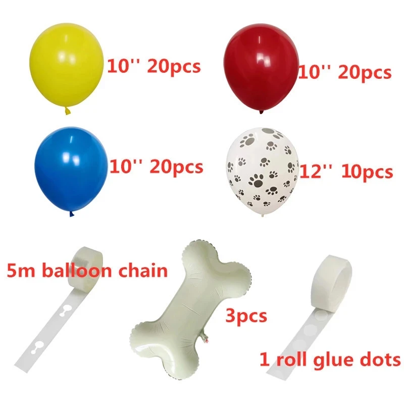 Juego de globos de l&aacute;tex con dise&ntilde;o de pata blanca para ni&ntilde;os, Kit de guirnalda de hueso con dise&ntilde;o de perro de dibujos animados, decoraciones para fiesta de cumplea&ntilde;os, juguete para Baby Shower, 1 Juego-3