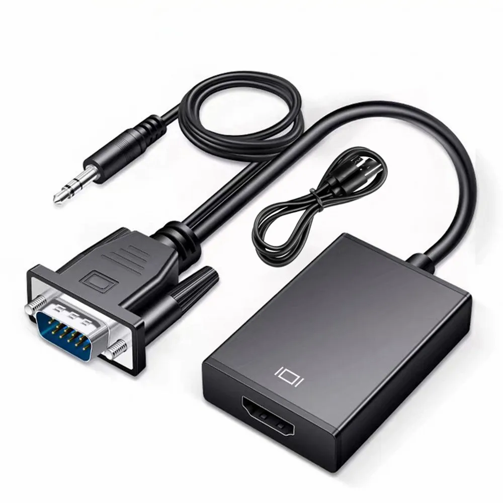 

1080P Full HD VGA to HDMI-compatible Converter Adapter Cable with Audio Output VGA HD Adapter for PC laptop to HDTV Projector