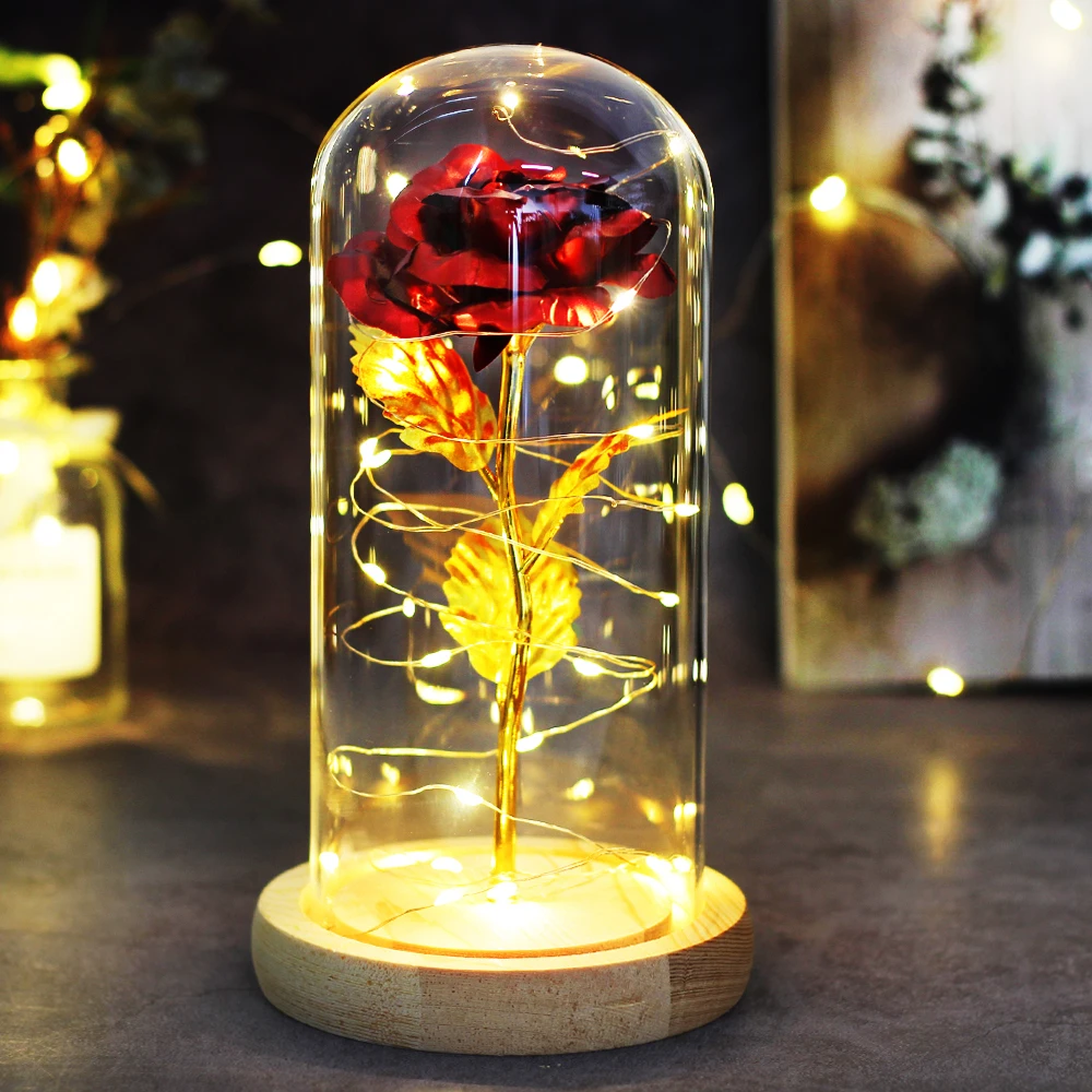 Искусственная вечная роза в стеклянном куполе Красавица и Чудовище галактика