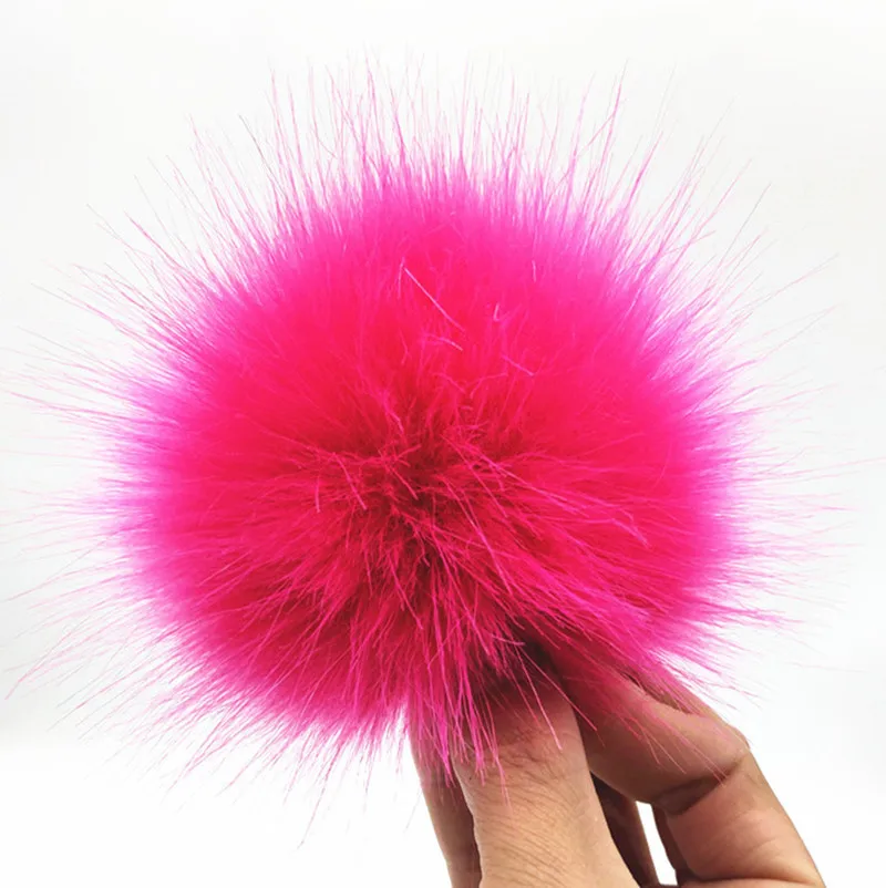 12cm colorful pompoms with snaps New winter artificial fur poms for knitted beanies cap hats shoes men's skullies & beanies