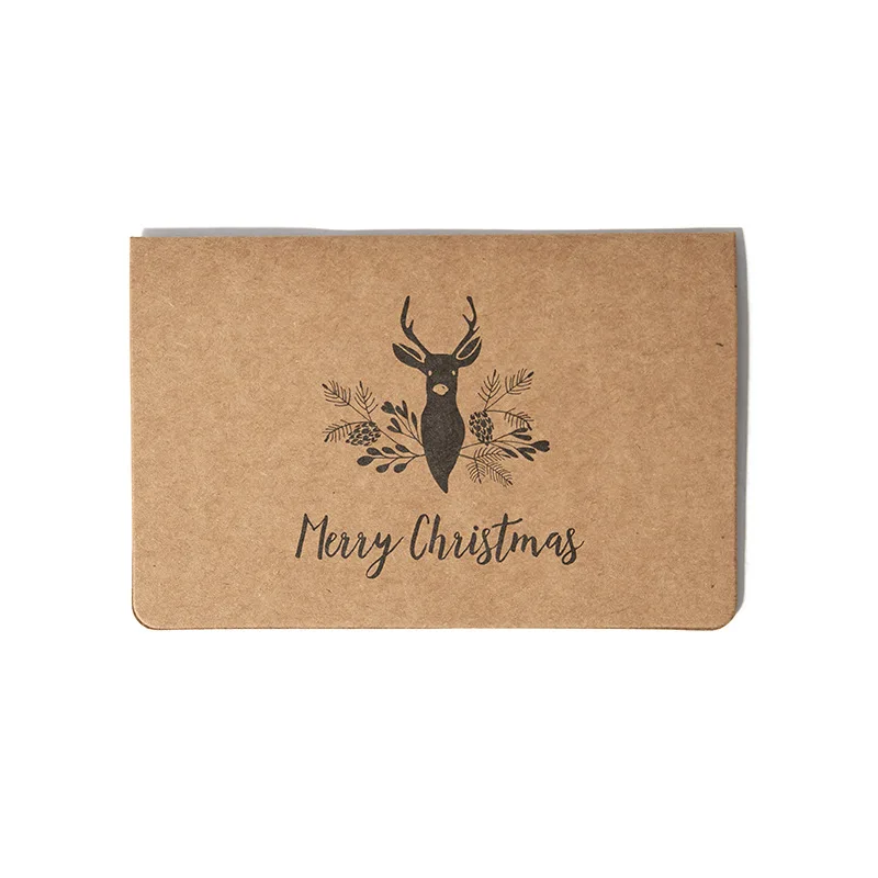 6 шт. Творческая винтажная открытка с оленями из крафт-бумаги. Поздравления на Рождество, День рождения, День матери. Рождественские украшения.