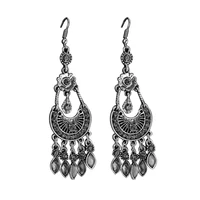bohemian women rhinestone crescent moon long fringe hook earrings jewelry gift