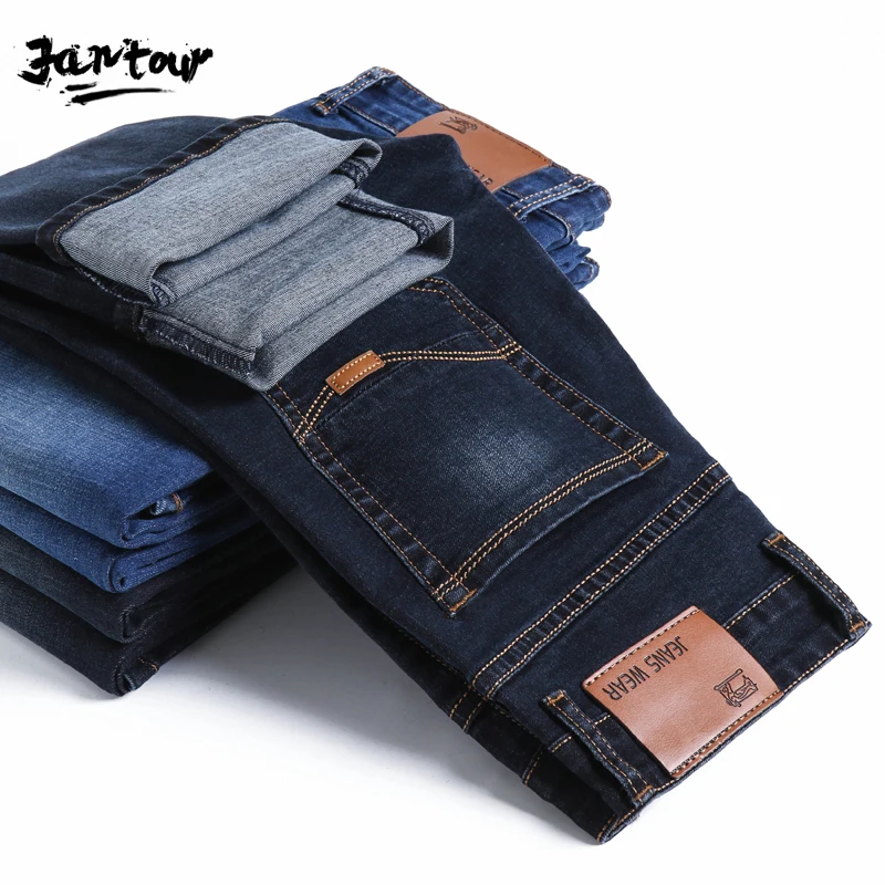 

2019 Spring Autumn Men Cotton Straight Classic Jeans Male Denim Pants skinny Overalls Designer Mens Jean ropa hombre size 28-40