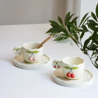 nordic cute ceramic cup minimalist afternoon tea travel simple office coffee cup saucer set reusable tazas modern drinkware df60