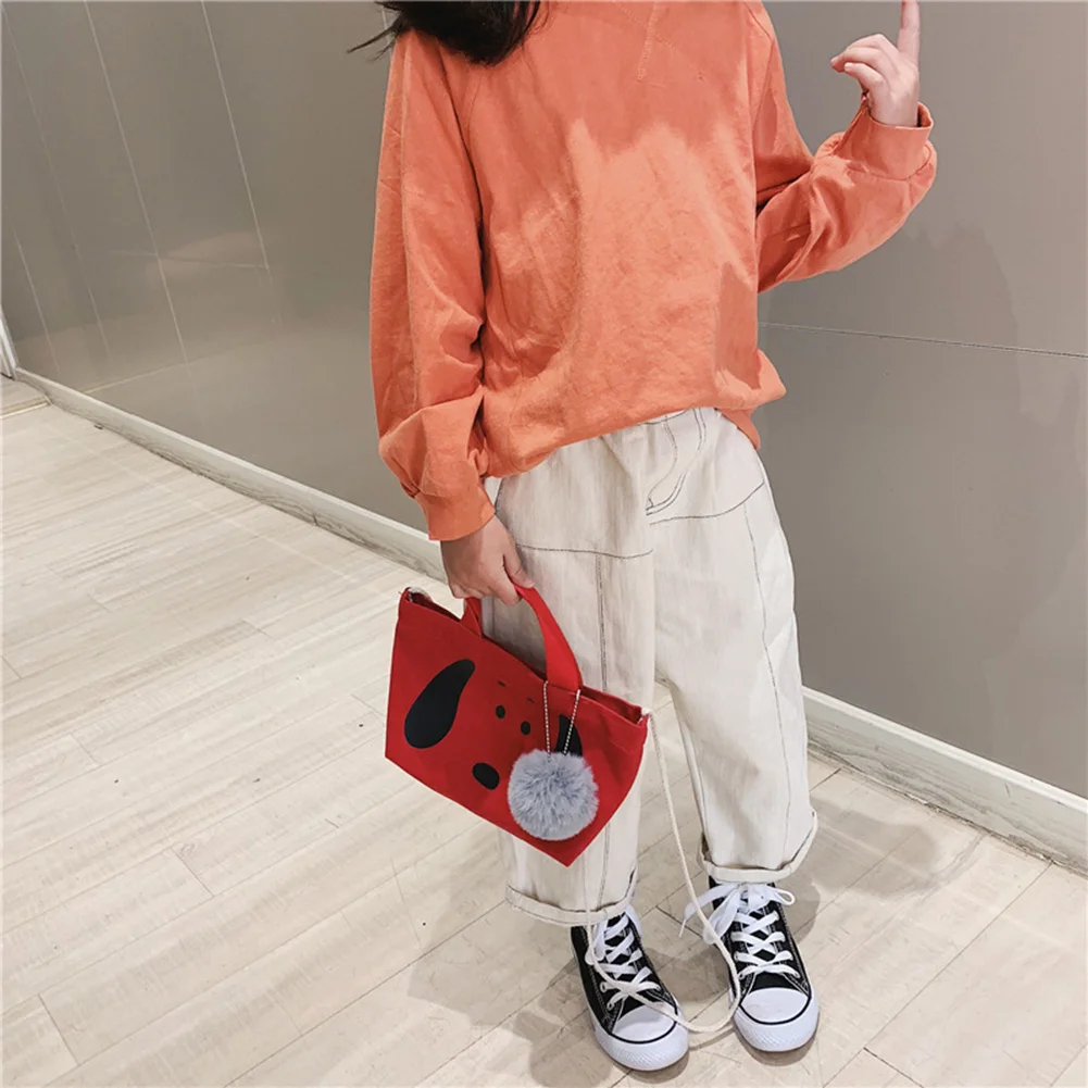 Детская одежда для девочек с принтом в виде собаки помпоном Декор Сумка-тоут