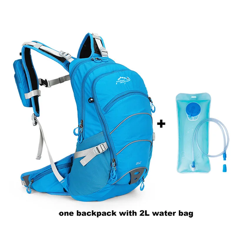 blue with water bag Водонепроницаемый 20л велосипедный рюкзак для горного велосипеда, гидратационные сумки для велосипеда, для езды на велосипеде, дышащий эргономичный рюкзак, без сумки для воды - Color: blue with water bag