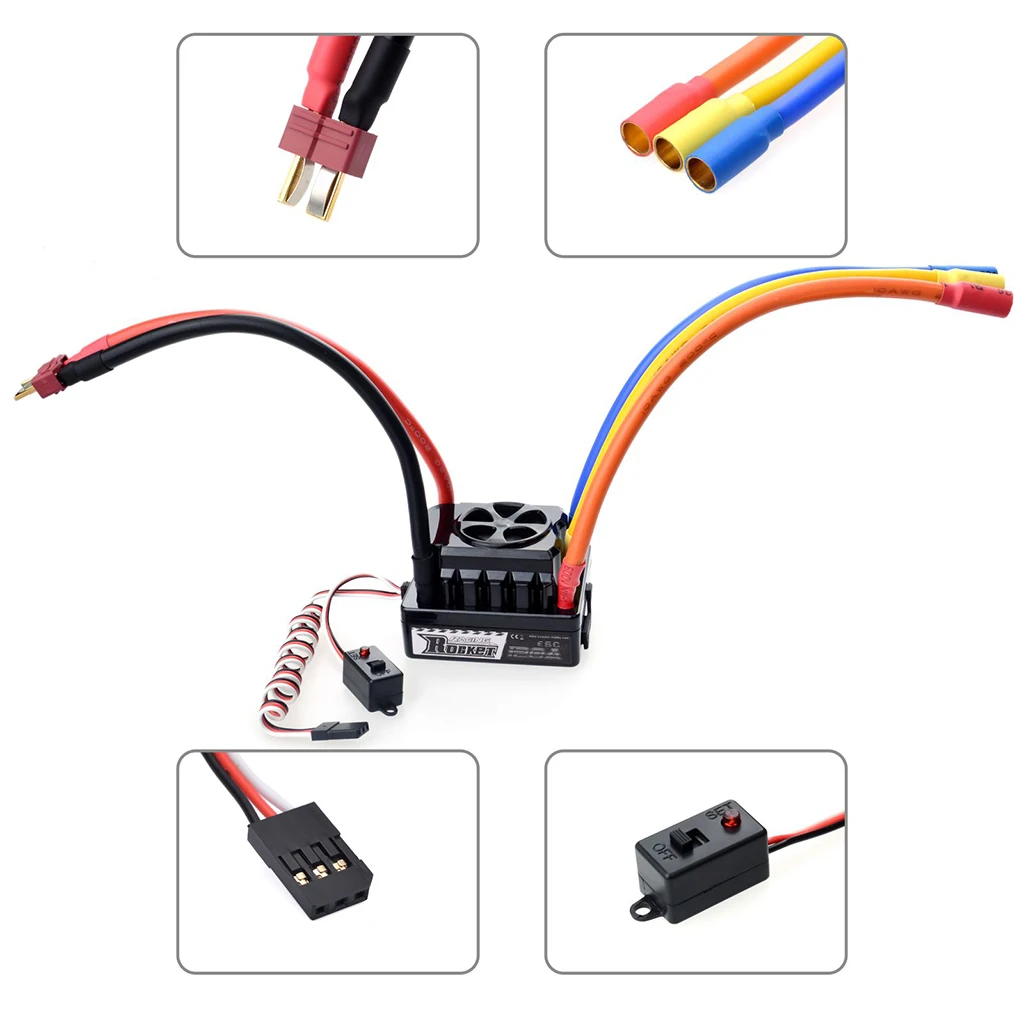 

Surpass Hobby ROCKET 4068 Brushless Motor 120A Brushless ESC LED Programming Card Power Set for 1/8 RC Car Model Parts