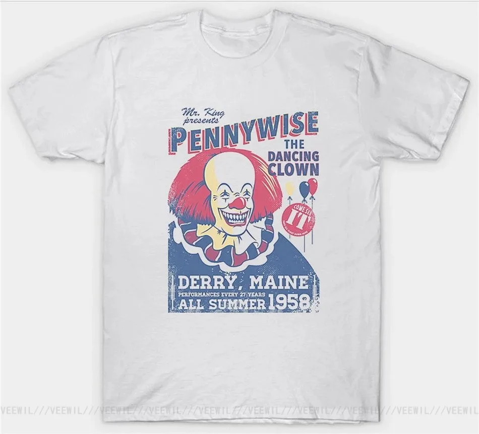 Футболка с изображением танцующего клоуна PENNYWISE IT фильма Ретро винтажная ужасная