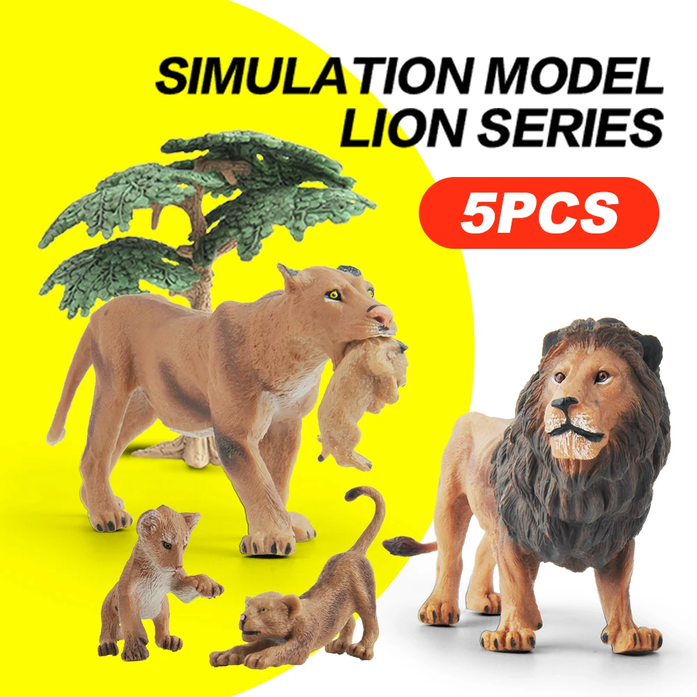 Фигурки и игрушки дикие животные из зоопарка ПВХ Лев семья Мировая Серия модель