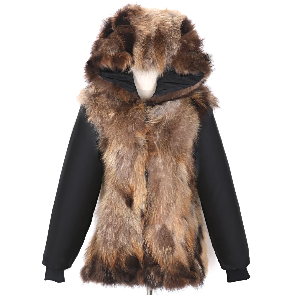 Women Winter Real Fox Fur Coat Natural Fur Jacket Waterproof Parka Big Natural Raccoon Fur Collar Hooded Thick Warm Overcoat enlarge