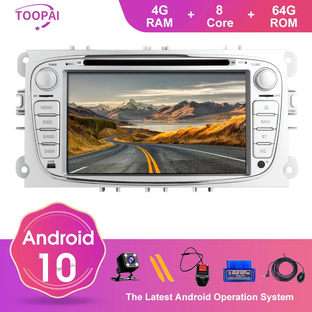 TOOPAI Android 10 для Ford Focus 2 S-Max C-Max Mondeo 4 Galaxy Автомобильный мультимедийный плеер GPS
