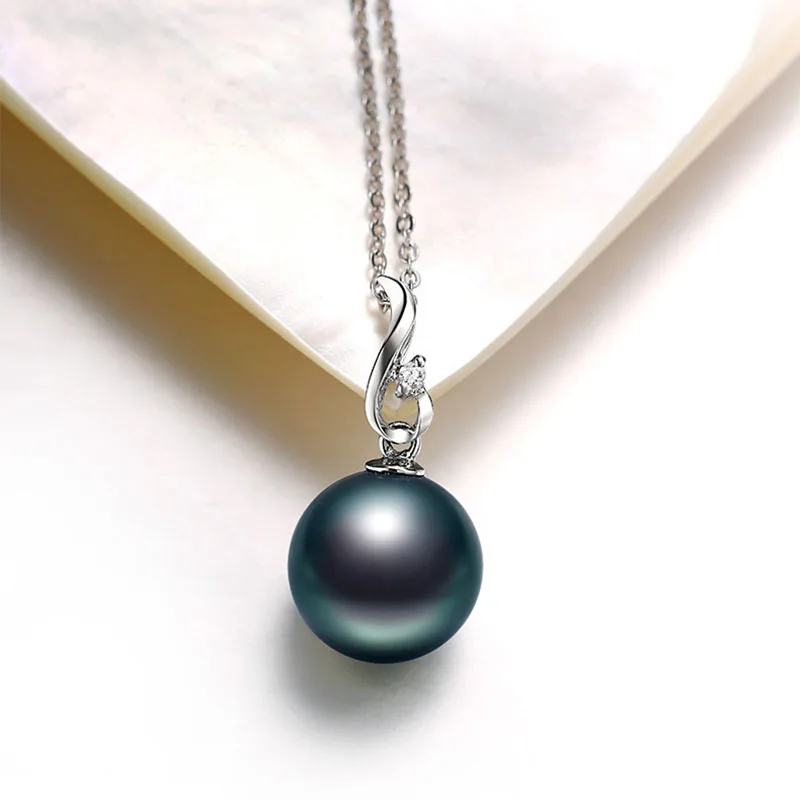 Роскошный таитянский кулон с черным жемчугом в виде черного Ангела из серебра 925