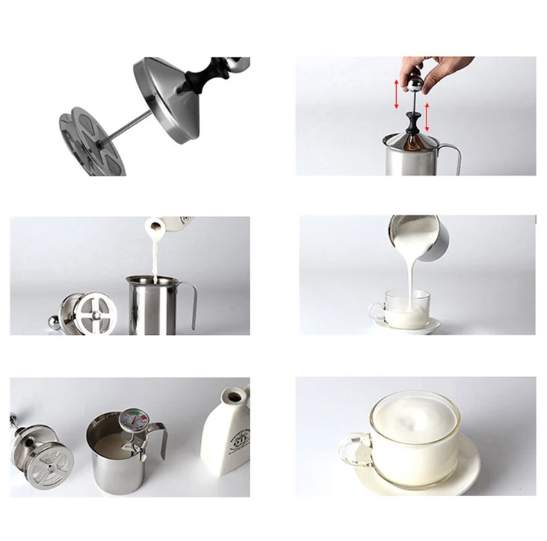 

Manual Milk Frother Stainless Steel Double Mesh Milk Creamer Milk Foam Mesh Coffee Foamer Creamer