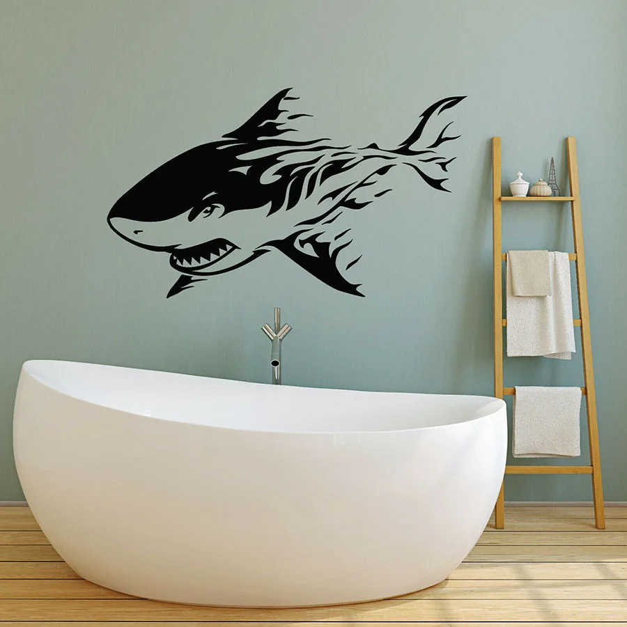 

Shark Wall Decal Ocean Tribal Theme Style Sea Marine Animal Art Vinyl Stickers Home for Kids Bedroom Bathroom Nursery Mural M331