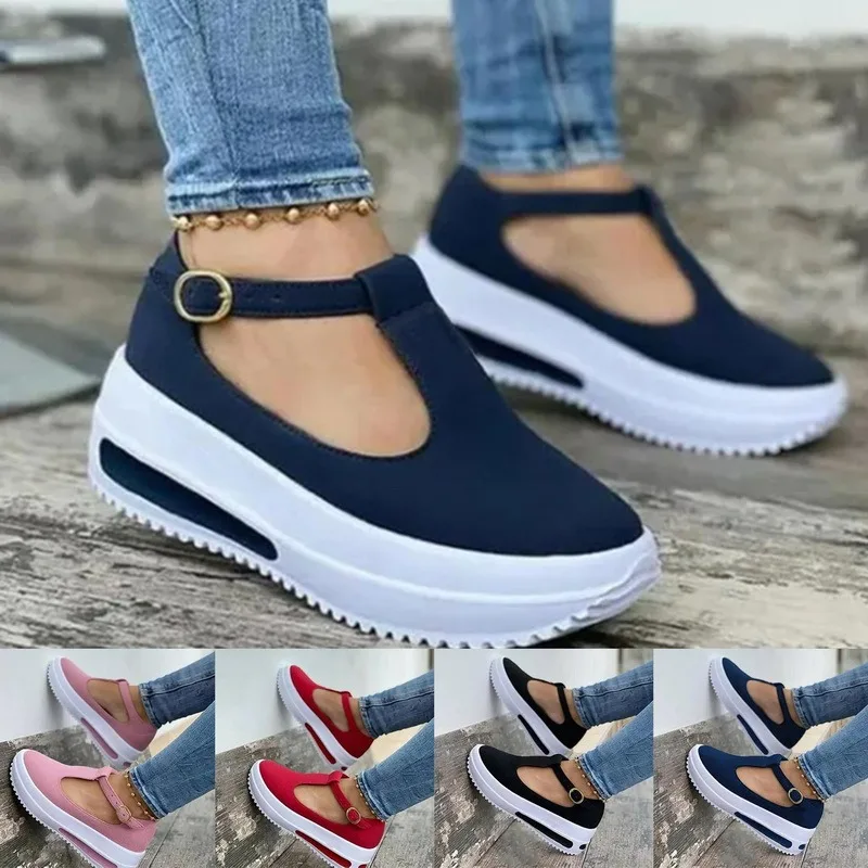 New Arrival Women's Sandals Fashion Casual Style Women's Shoes Women's Wedges Summer Vulcanized Shoes Solid Color Thick Bottom