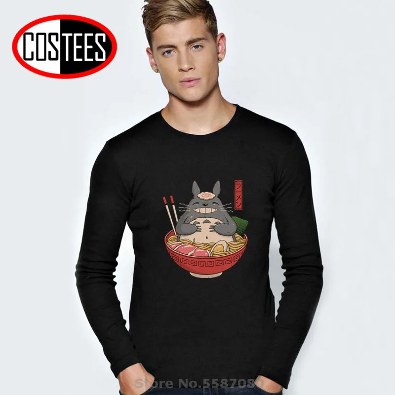 

Japan Anime Long Sleeve T-Shirt Ramen Lover Manga 80s Culture Food Neighbor Cute Totoro Tshirt Male Cartoon Clothes Noodles Tees