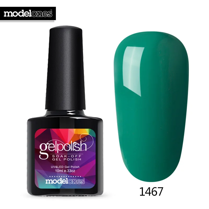 Modelones Nails Гель-лак сияющий зеленый цвет серии Полупостоянный замочить от УФ-гель для ногтей вылечивается УФ-лампой или светодиодной лампой - Цвет: 1467
