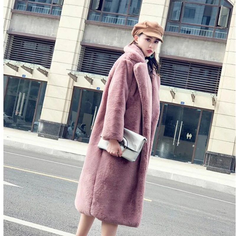 Зимнее женское теплое длинное пальто из искусственного меха Парка женская