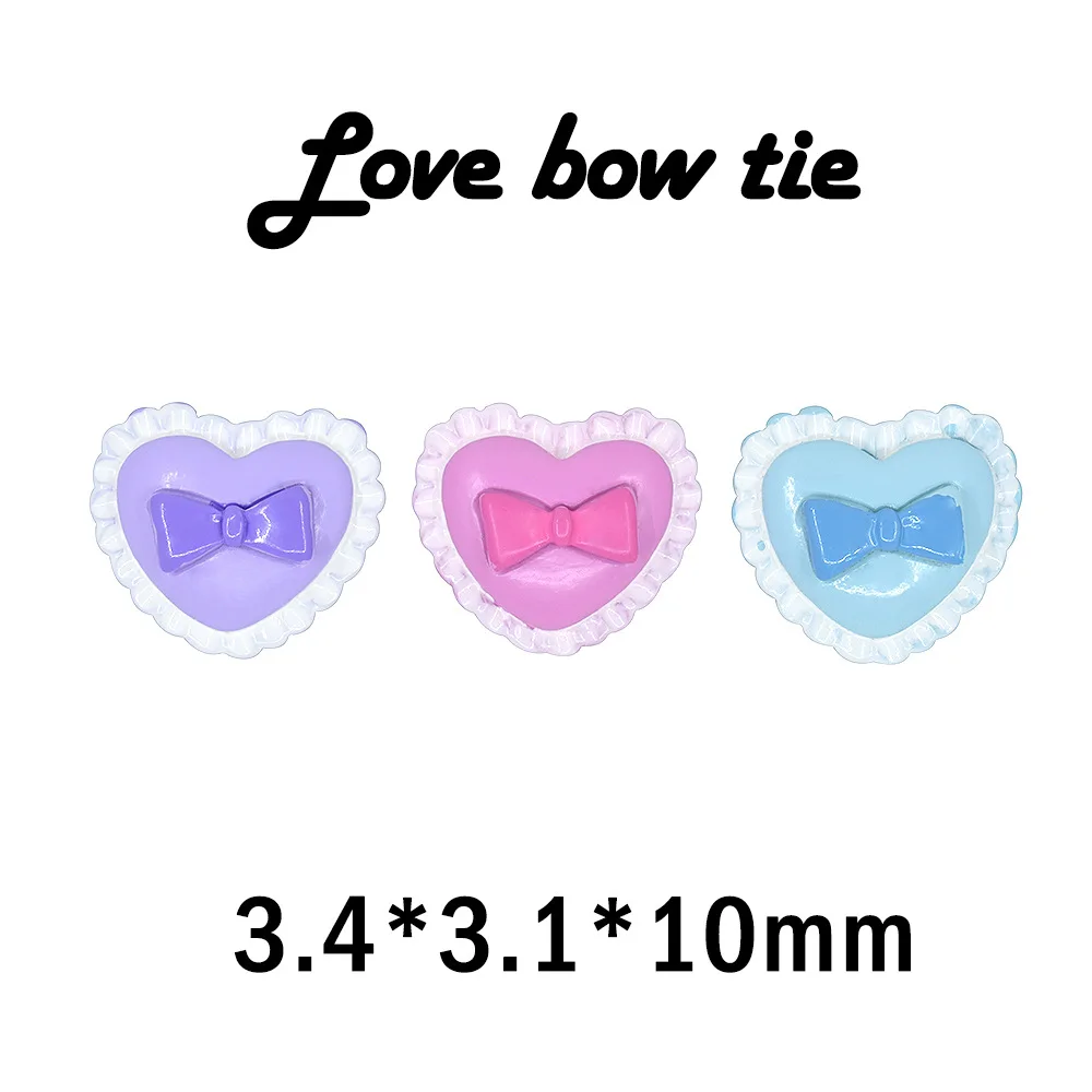 

Resin Flatback Kawaii Heart Bowknot Charm Pendant DIY Jewelry Handmade Earring Hairbow Decoration Accessories