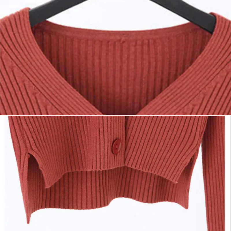 

Sweater women's knitted sweater 2021 spring and autumn new women's Korean version of the wild short long-sleeved solid color car