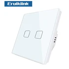 Настенный выключатель Eruiklink стандарта ЕСВеликобритании, сенсорный выключатель света, 2 клавиши, 1 способ, настенный сенсорный выключатель