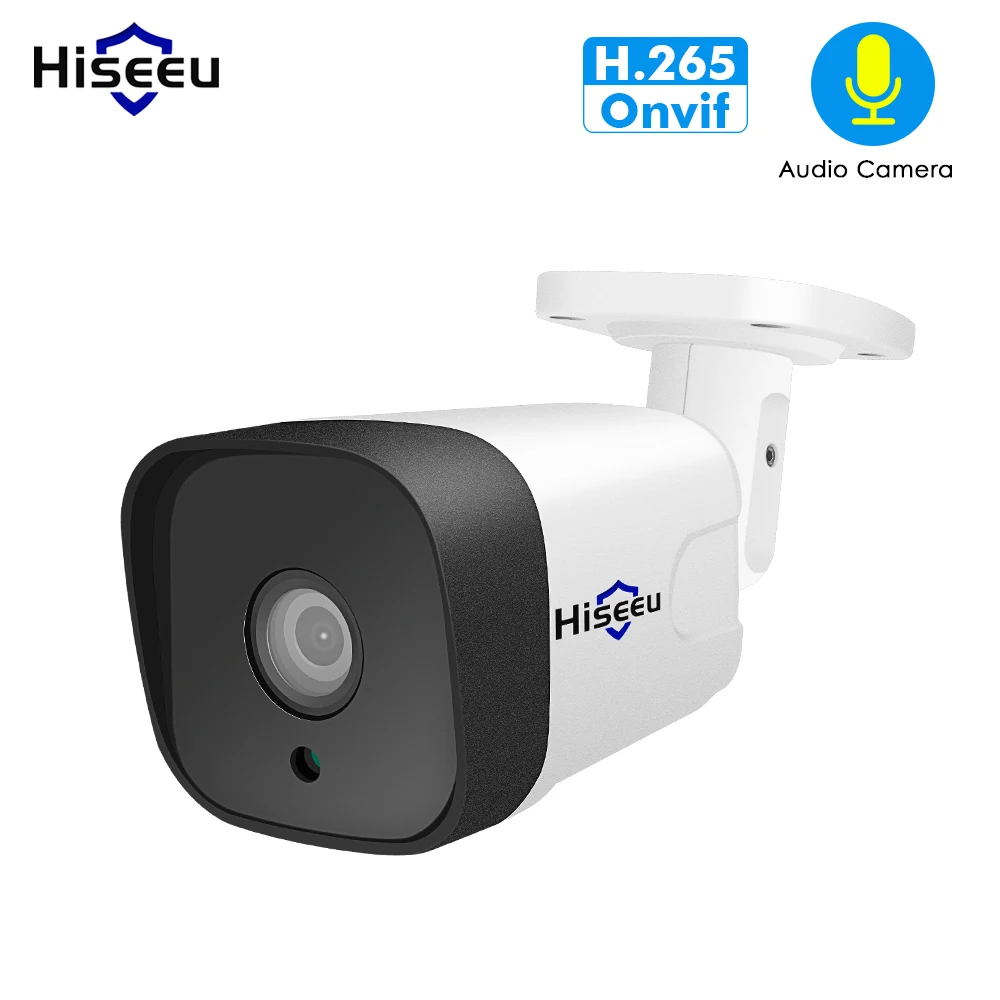 

Камера видеонаблюдения Hiseeu, водонепроницаемая камера безопасности с функцией ночного видения, 2 Мп, POE, IP, аудио, H.265, 1080P, ONVIF, POE, NVR