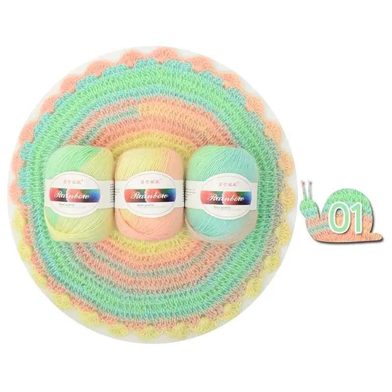 

53CA Soft Worsted Yarn Rainbow Gradient Colors DIY Baby Knitting Wool Shawl Scarf Sweater Crochet Thread Supplies