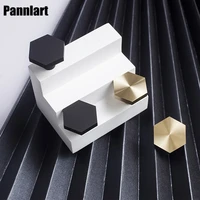 pannlart 1 pc gold color mini hexagon handles zinc alloy black single hole drawer pulls cupboard door handle furniture door knob