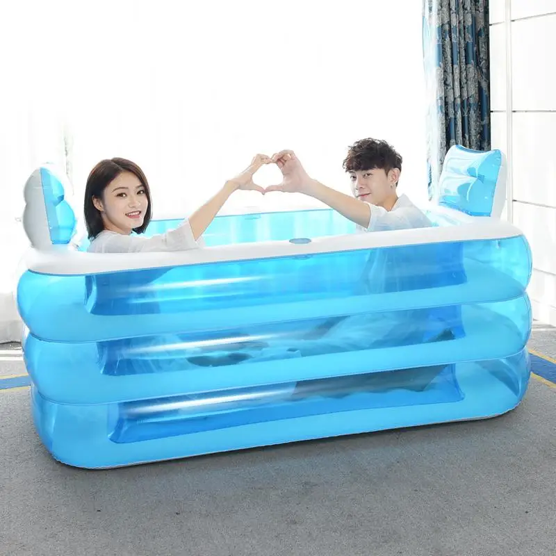 Бытовая надувная ванна ведро для ванны взрослых складная двойная пластиковая